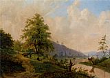 Willem Bodemann Canvas Paintings - Figures in a River Landscape